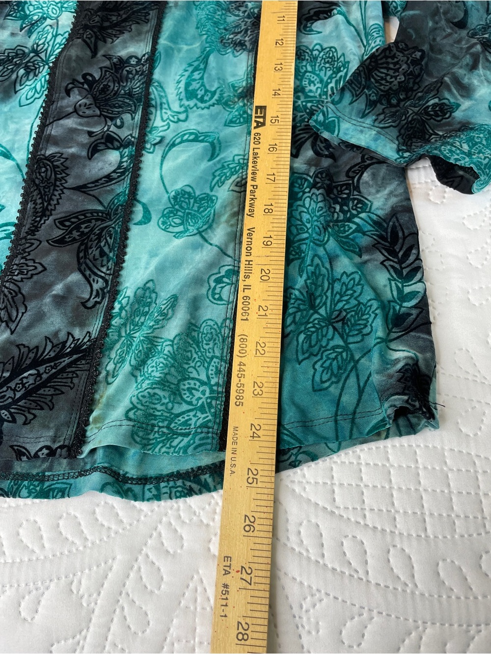 Rod & Ali Teal & Black Floral Velvet-Print Scoop Neck Top - Picture 7 of 15